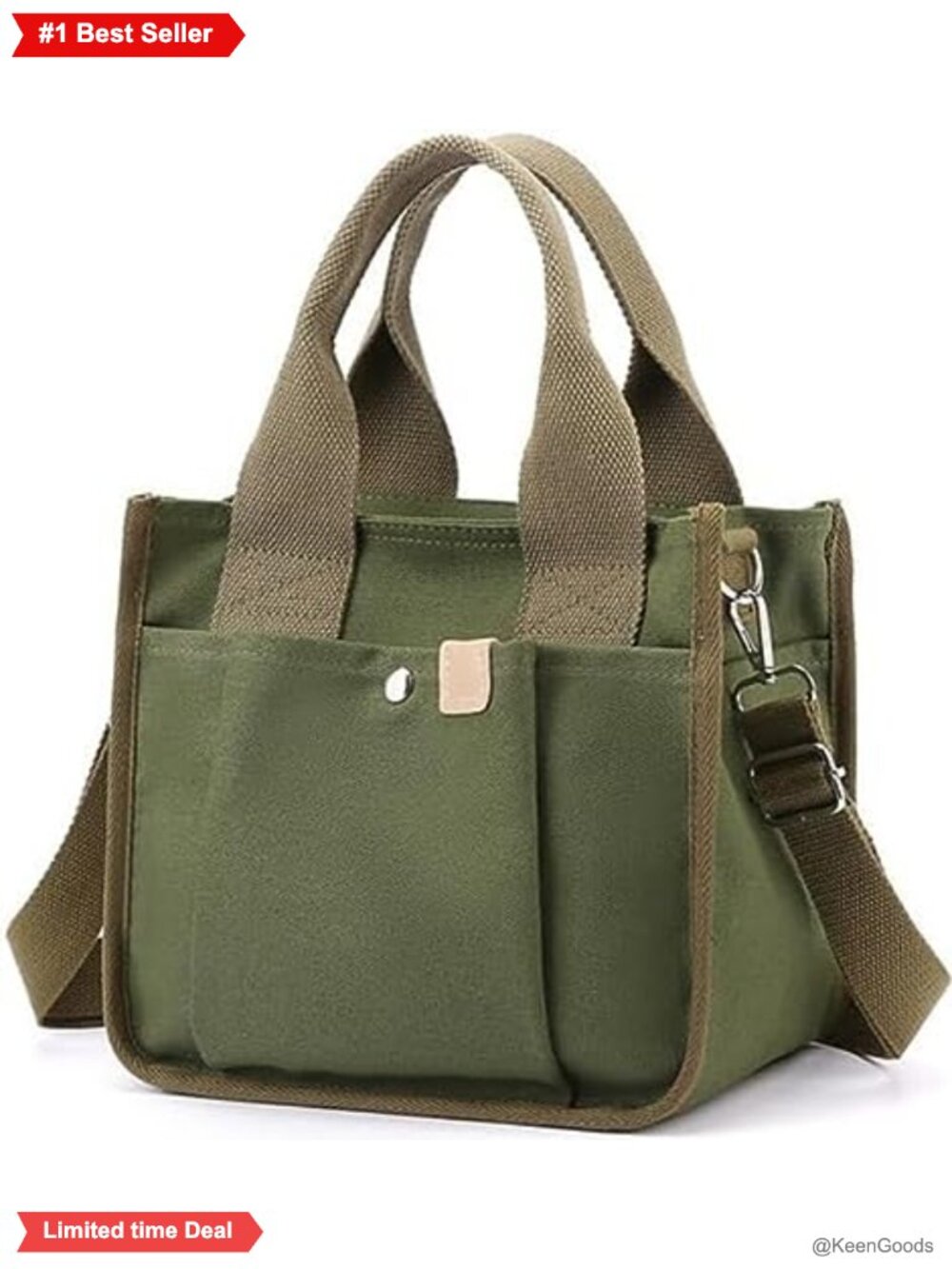 Canvas Tote Bag Small Multi-Pocket Crossbody Purse Top Handle Satchel